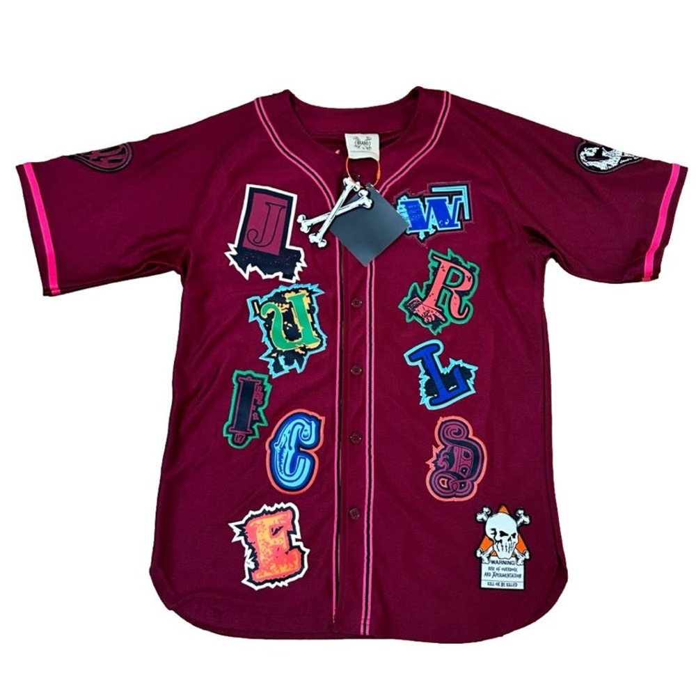 NEW!‎  BRAND X JUICE WRLD FIGHTING DEMONS BASEBALL JERSEY (PURPLE) - large